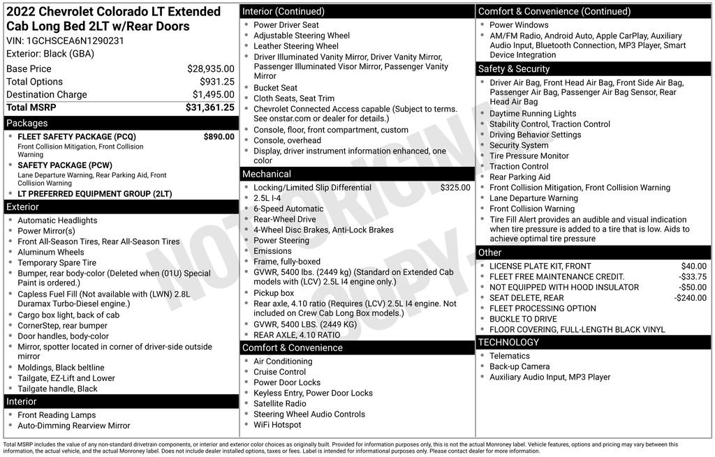 Certified 2022 Chevrolet Colorado LT w/ Fleet Safety Package image 45