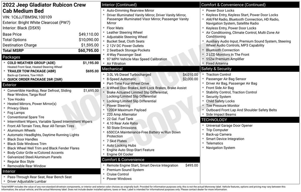 Used 2022 Jeep Gladiator Rubicon w/ Cold Weather Group image 21