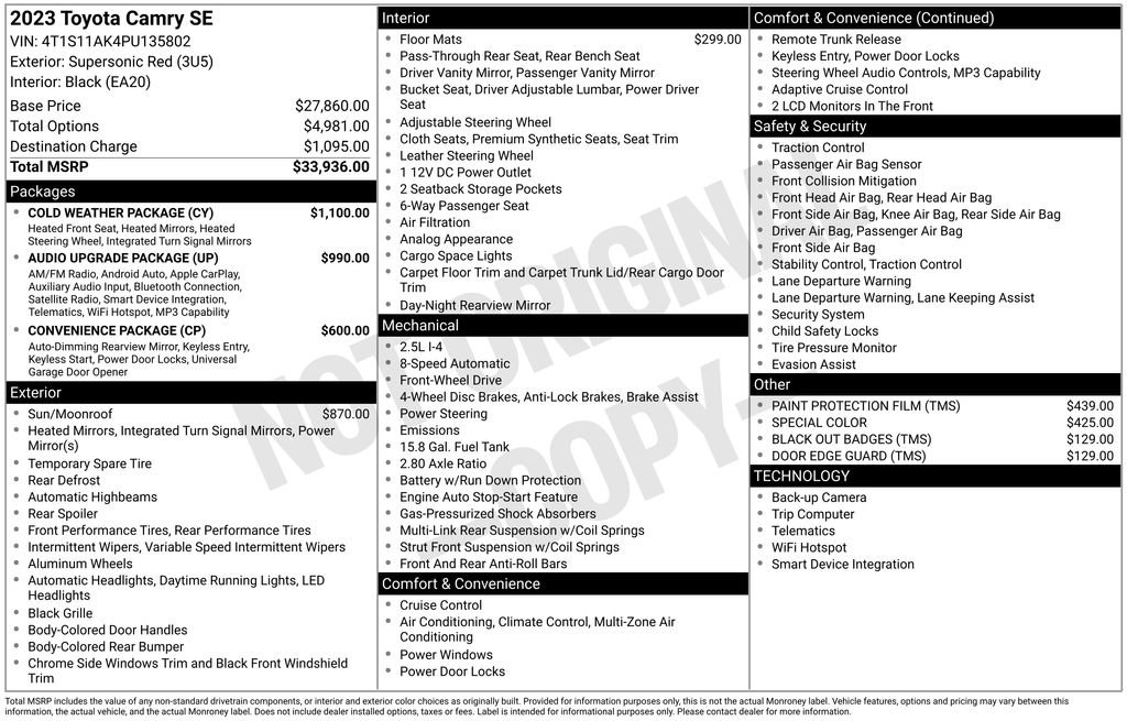 Used 2023 Toyota Camry SE w/ Cold Weather Package image 2