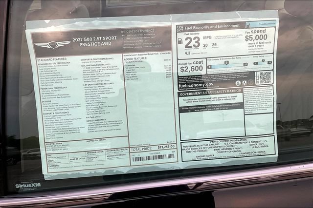 New 2027 Genesis G80 2.5T Sport Prestige AWD/4WD image 14
