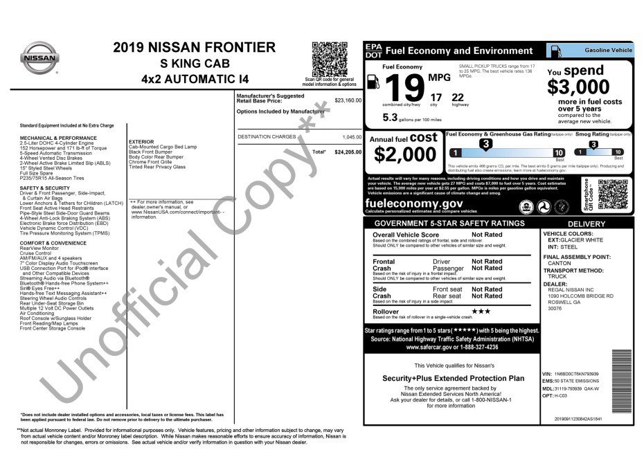 Used 2019 Nissan Frontier S RWD image 5