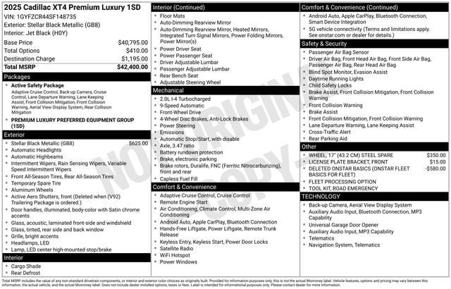 Certified 2025 Cadillac XT4 Premium Luxury FWD image 35