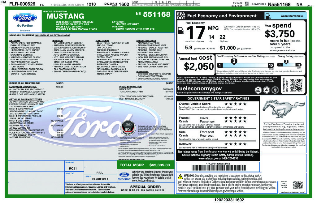 Used 2022 Ford Mustang Mach 1 w/ Equipment Group 700A RWD image 43