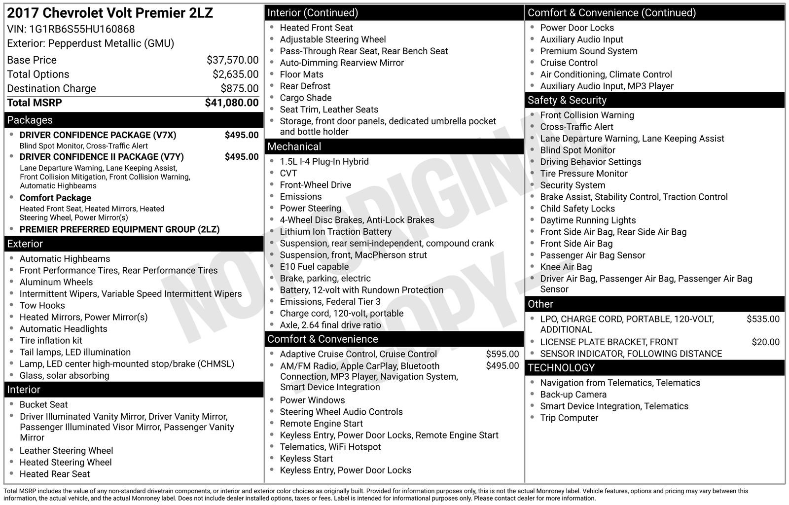 Used 2017 Chevrolet Volt Premier w/ Driver Confidence II Package image 43