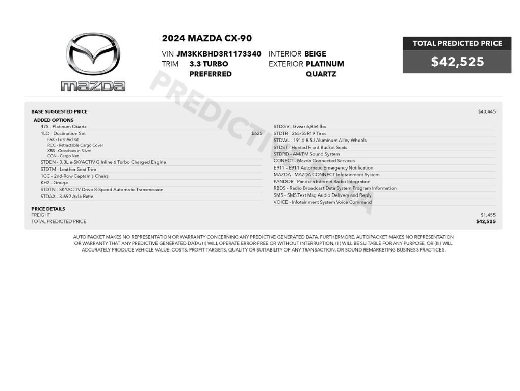 Used 2024 MAZDA CX-90 3.3 Turbo w/ Preferred Package AWD/4WD image 2
