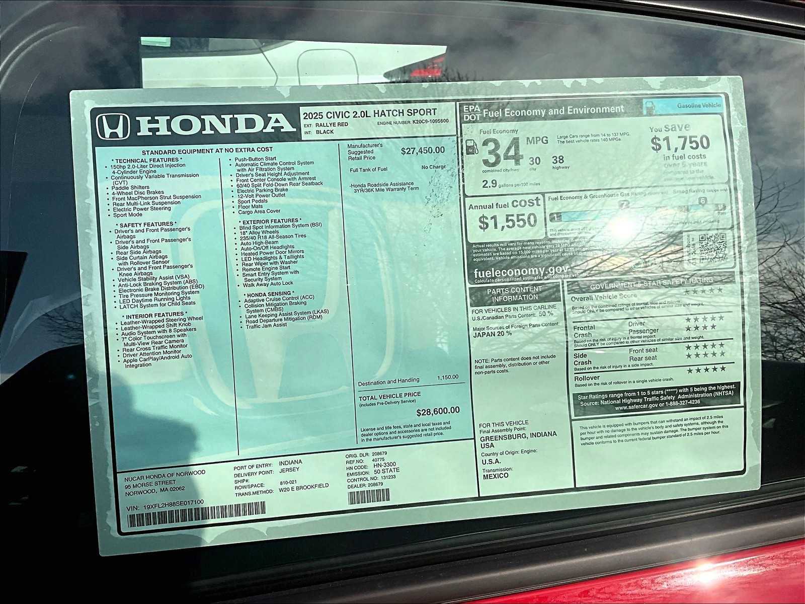 New 2025 Honda Civic Sport image 17