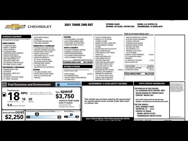 Used 2021 Chevrolet Tahoe RST w/ Luxury Package image 3