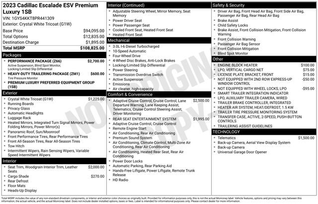 Used 2023 Cadillac Escalade ESV Premium Luxury w/ Performance Package AWD/4WD image 55