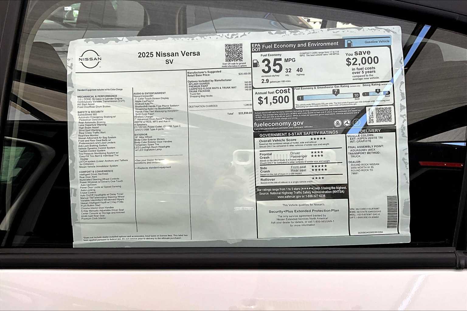 Used 2025 Nissan Versa SV w/ Trunk Package FWD image 19
