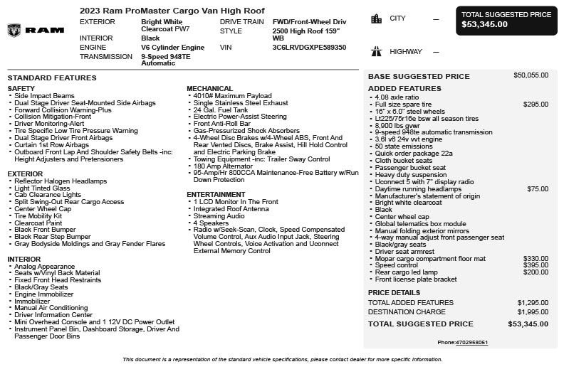 Used 2023 RAM ProMaster 2500 FWD image 3