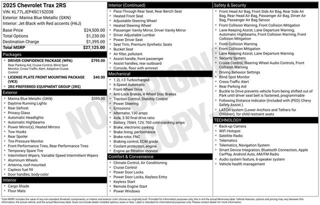 Used 2025 Chevrolet Trax RS w/ Driver Confidence Package FWD image 9
