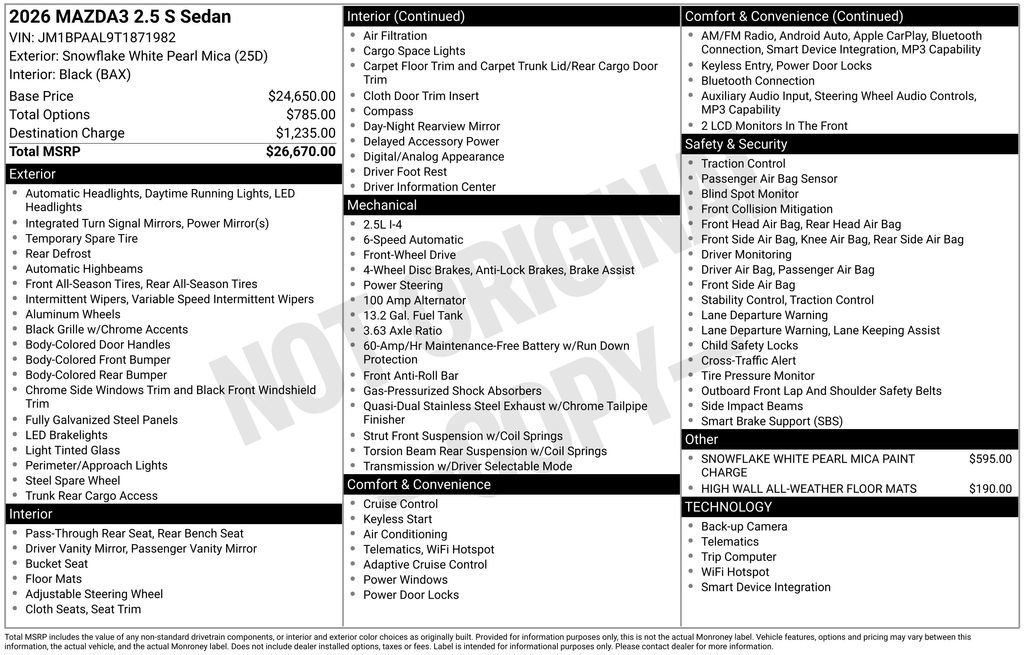 New 2026 MAZDA MAZDA3 s FWD image 7