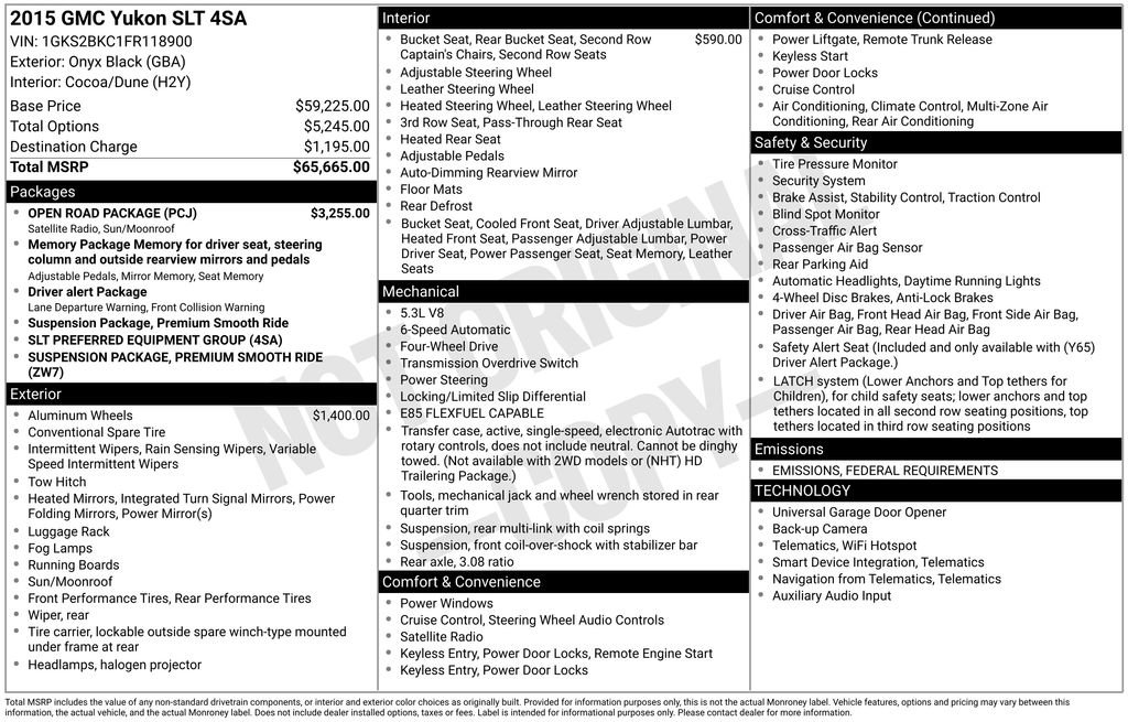 Used 2015 GMC Yukon SLT w/ Open Road Package image 3