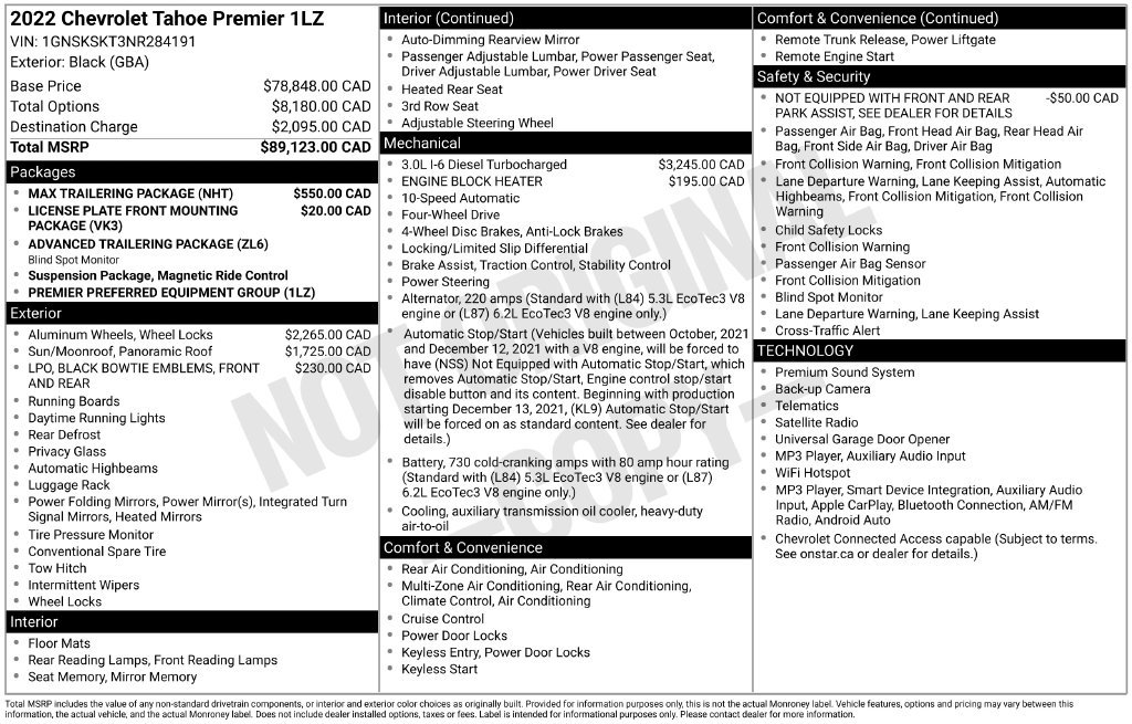 Used 2022 Chevrolet Tahoe Premier w/ Max Trailering Package AWD/4WD image 72