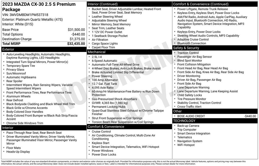 Certified 2023 MAZDA CX-30 AWD 2.5 S w/ Premium Package image 10