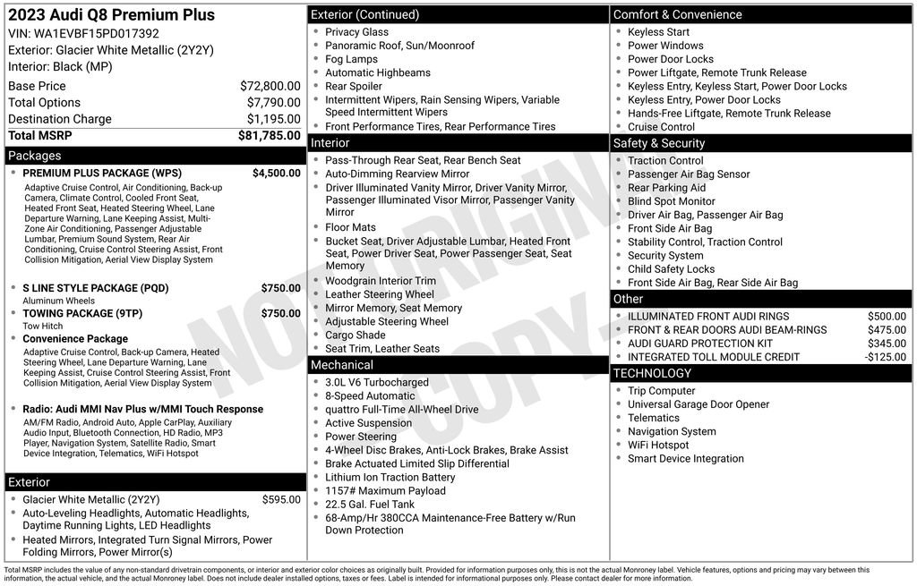 Used 2023 Audi Q8 Premium Plus w/ Premium Plus Package image 71