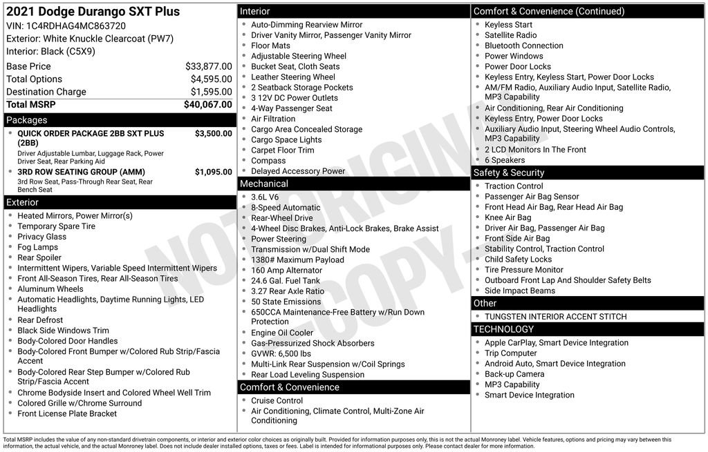 Used 2021 Dodge Durango SXT RWD image 22