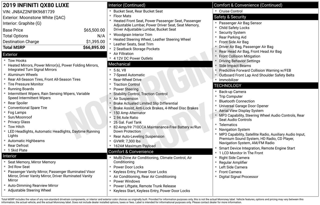 Certified 2019 INFINITI QX80 Luxe RWD image 35