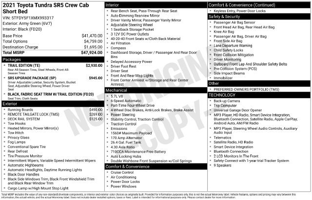 Used 2021 Toyota Tundra SR5 w/ Trail Edition AWD/4WD image 3