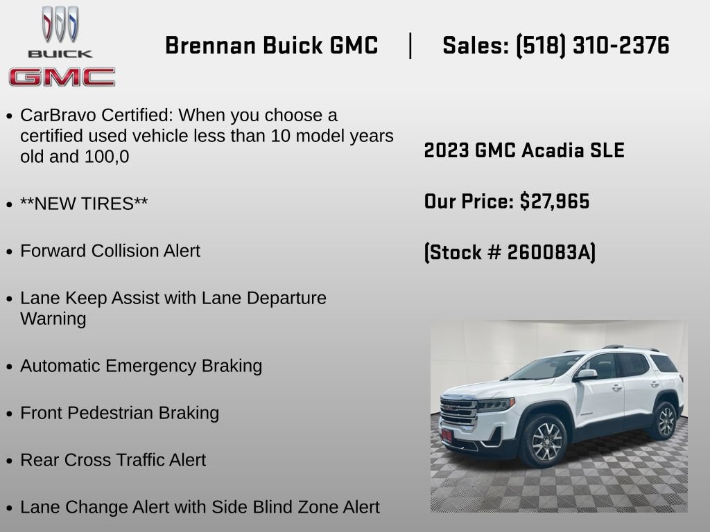 Certified 2023 GMC Acadia SLE w/ Driver Convenience Package AWD/4WD image 12