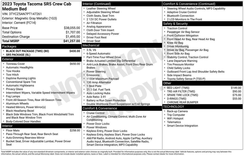 Certified 2023 Toyota Tacoma SR5 w/ Black Out Package (TMS) AWD/4WD image 26
