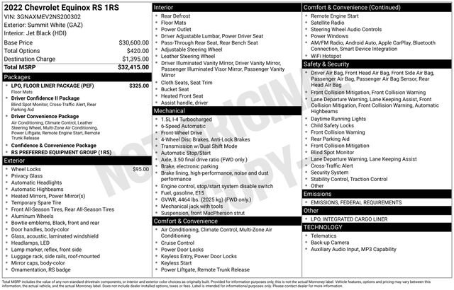 Certified 2022 Chevrolet Equinox RS w/ LPO, Floor Liner Package image 36