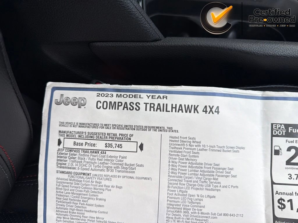 Certified 2023 Jeep Compass Trailhawk w/ Trailhawk Elite Group AWD/4WD image 38