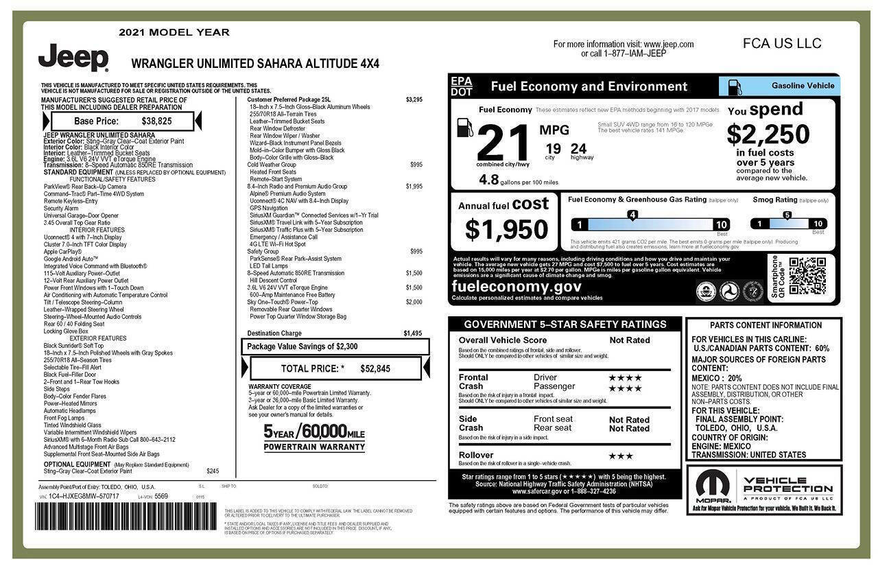 Used 2021 Jeep Wrangler Unlimited Sahara image 48