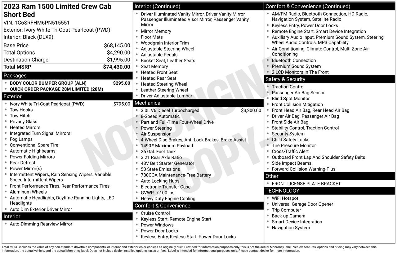 Used 2023 RAM 1500 Limited w/ Body Color Bumper Group AWD/4WD image 42