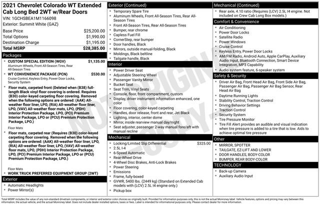 Used 2021 Chevrolet Colorado W/T w/ Custom Special Edition RWD image 33