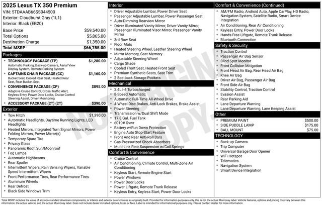 Used 2025 Lexus TX 350 AWD w/ Technology Package image 36