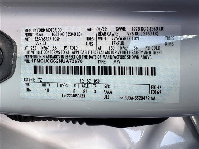 Used 2022 Ford Escape SE FWD image 21