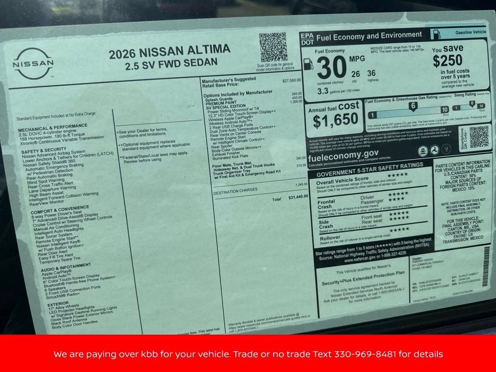 New 2026 Nissan Altima 2.5 SV w/ SV Special Edition Package FWD image 33
