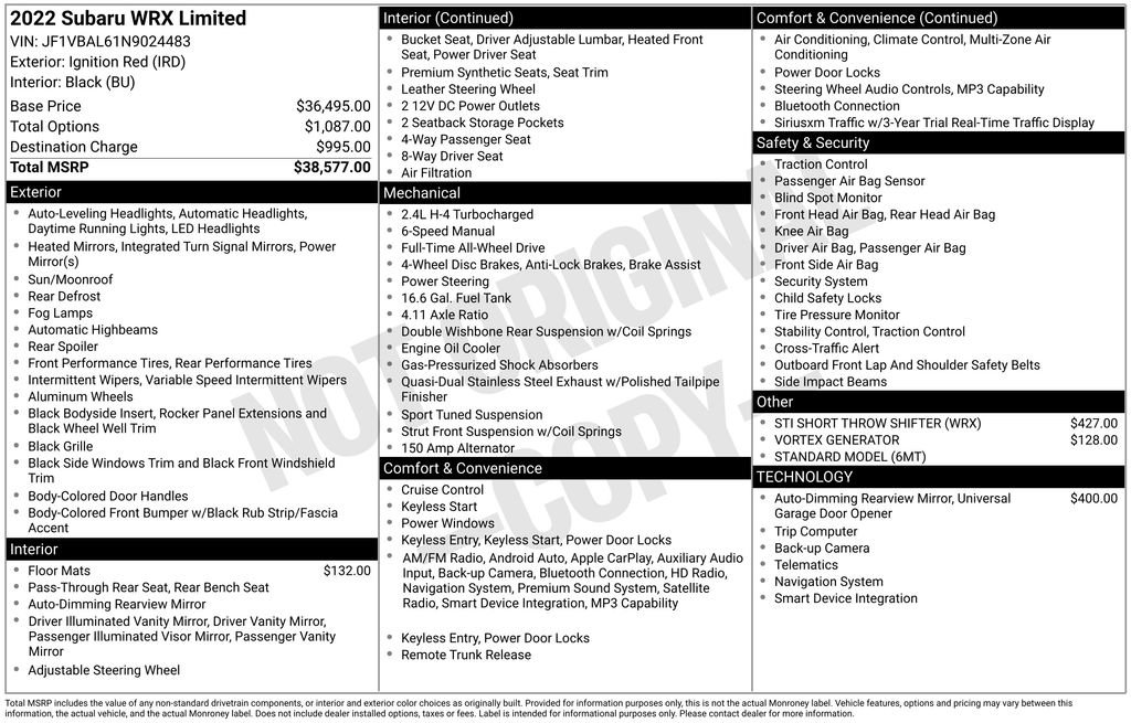 Used 2022 Subaru WRX Limited image 32