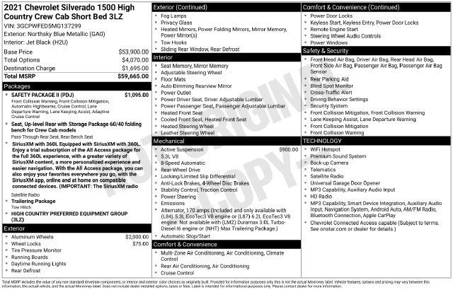 Used 2021 Chevrolet Silverado 1500 High Country w/ Safety Package II RWD image 2