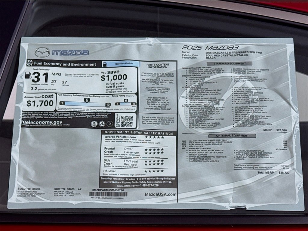 New 2025 MAZDA MAZDA3 s image 19