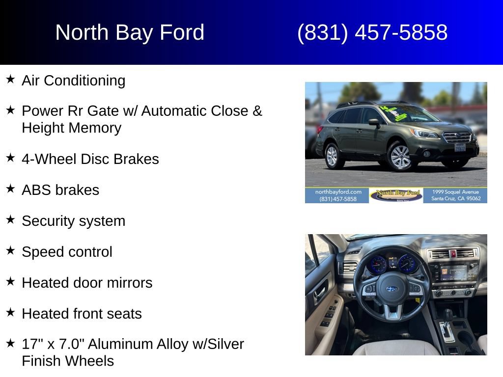 Used 2016 Subaru Outback 2.5i Premium AWD/4WD image 8