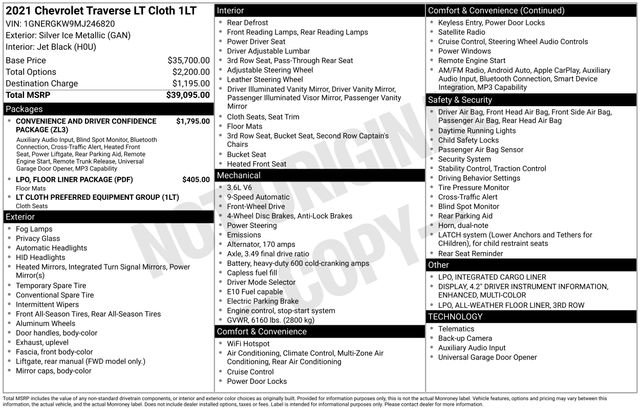 Used 2021 Chevrolet Traverse LT image 29
