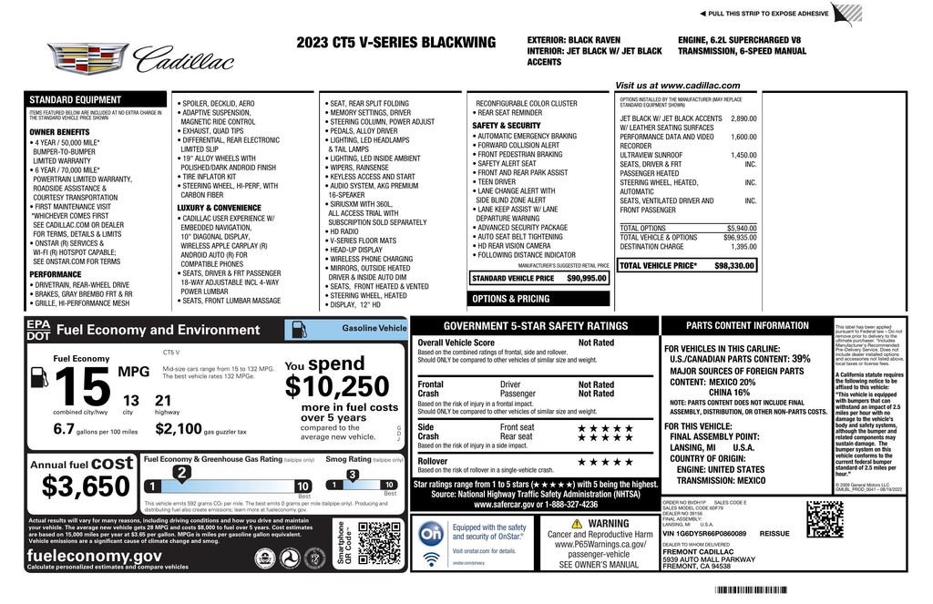 Used 2023 Cadillac CT5 V Blackwing RWD image 3