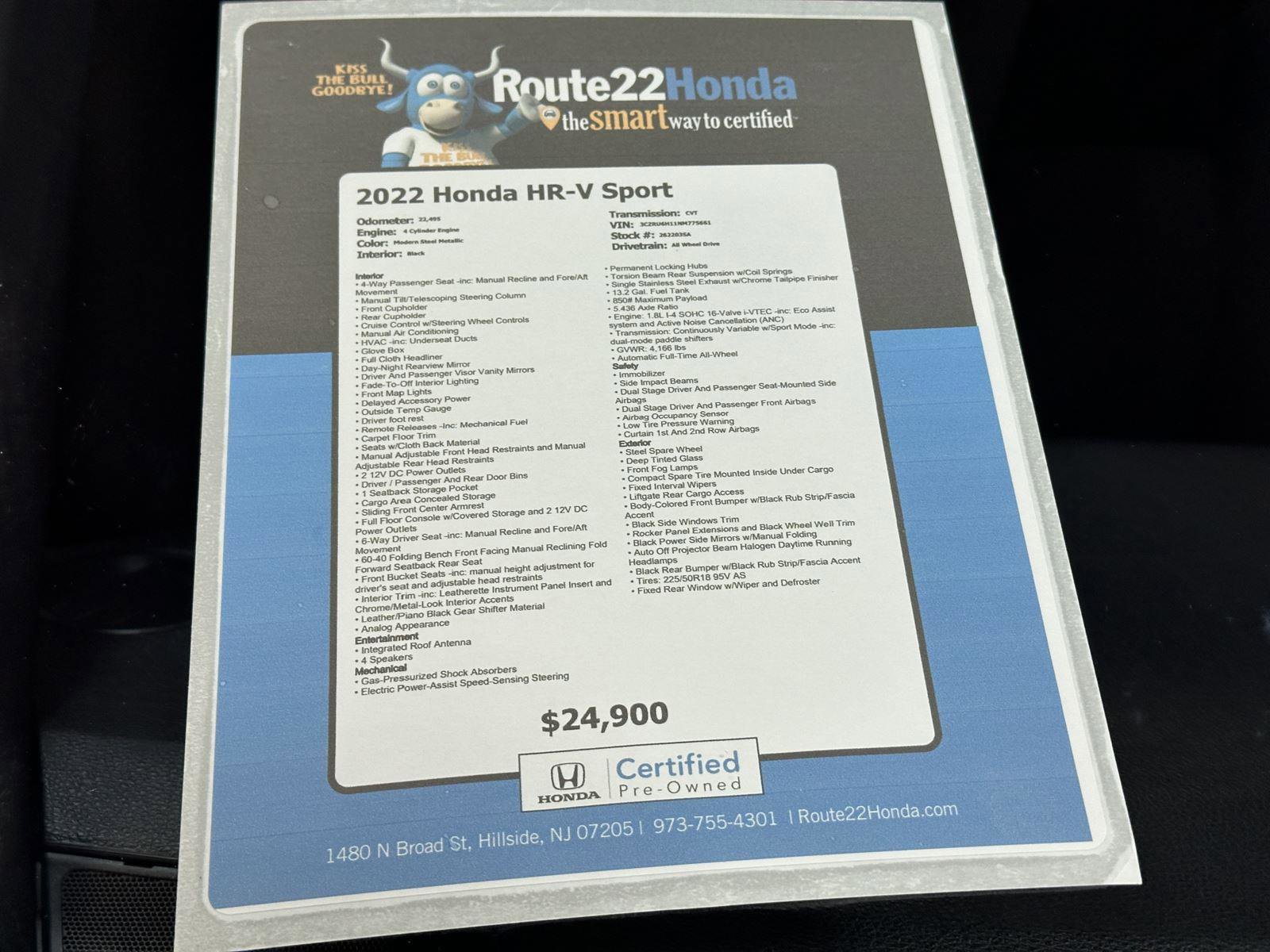 Certified 2022 Honda HR-V Sport image 39