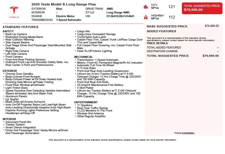 Used 2020 Tesla Model S Long Range image 3