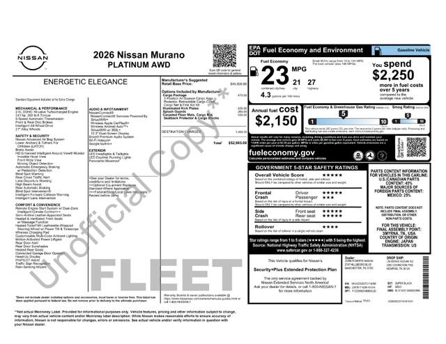 Used 2026 Nissan Murano Platinum w/ Cargo Package AWD/4WD image 2
