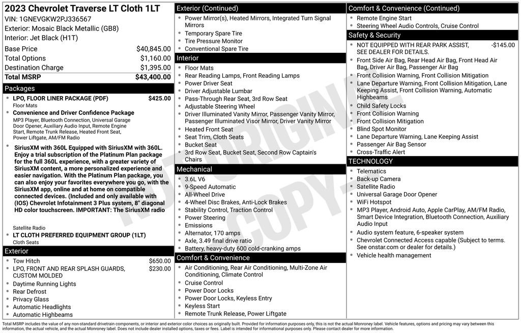 Certified 2023 Chevrolet Traverse LT w/ LPO, Floor Liner Package AWD/4WD image 13