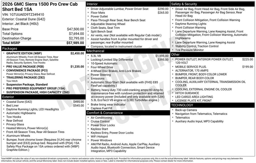 New 2026 GMC Sierra 1500 Pro w/ Graphite Edition AWD/4WD image 16