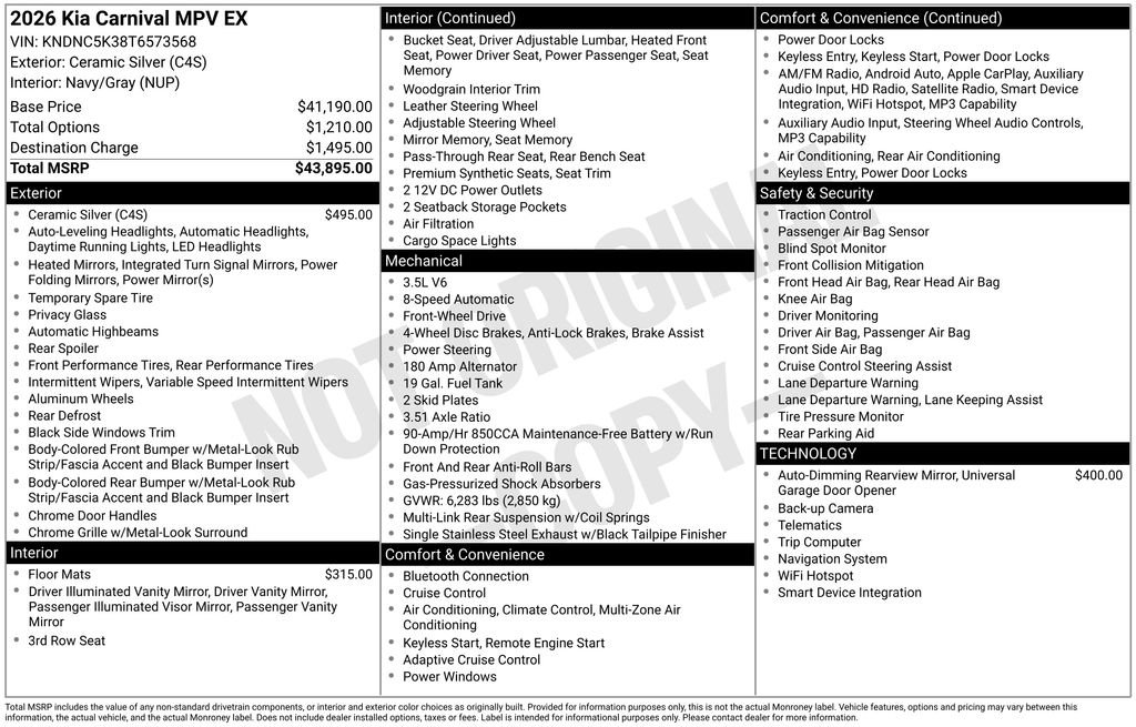 New 2026 Kia Carnival EX image 4