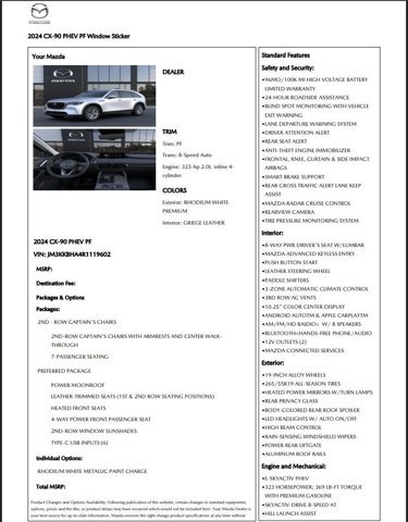 Used 2024 MAZDA CX-90 Plug-In Hybrid w/ Preferred AWD/4WD image 2