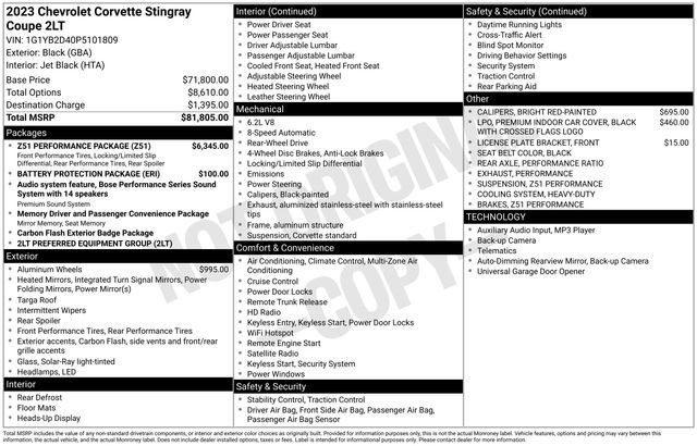 Used 2023 Chevrolet Corvette Stingray w/ Z51 Performance Package image 40