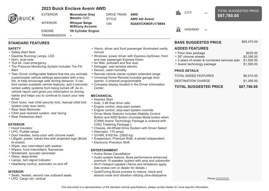 Certified 2023 Buick Enclave Avenir w/ Avenir Technology Package AWD/4WD image 40