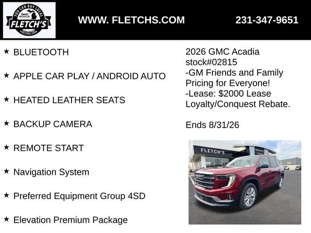 New 2026 GMC Acadia Elevation w/ Elevation Premium Package AWD/4WD image 2
