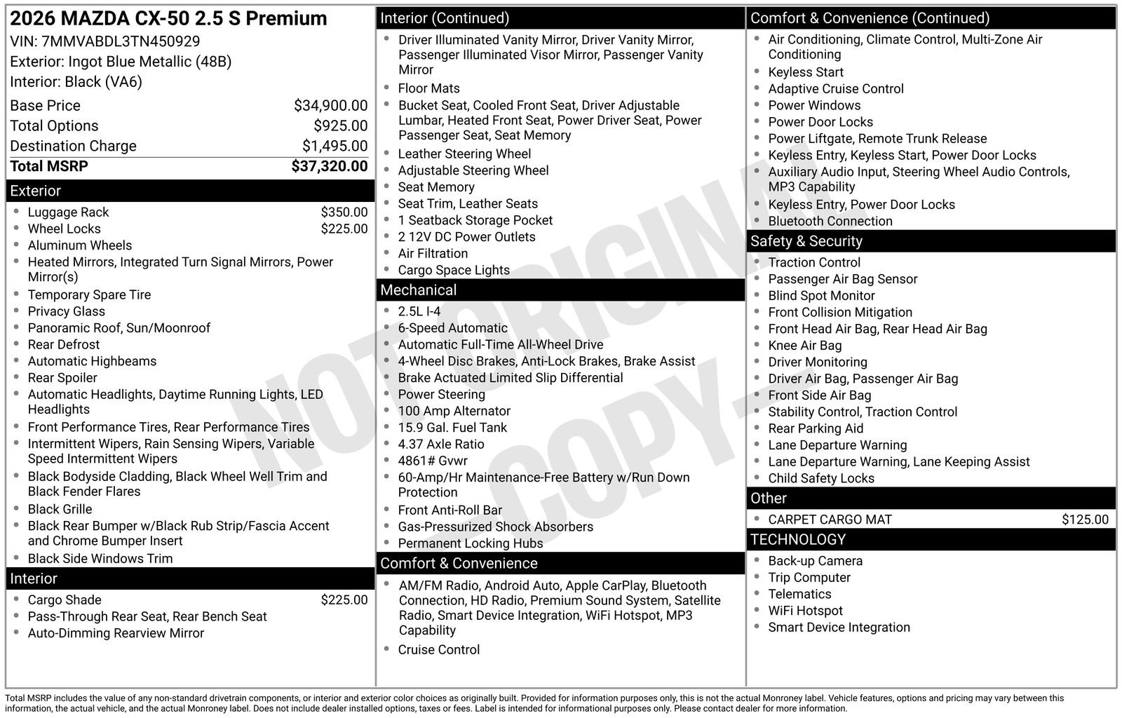 Certified 2026 MAZDA CX-50 AWD 2.5 S w/ Premium Package image 38